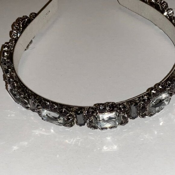 j.crew crystal jeweled headband silver. main image 4